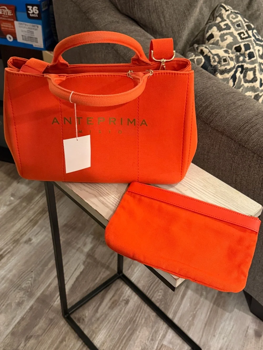 Authentic Anteprima Orange Tote Bag with Detachable Strap